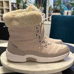 Orthofeet  Beige Winter Boots with Faux Fur Lining